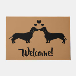 Willkommen mit Dackeln und Herzen Fußmatte