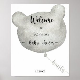 Willkommen mit dem Luftballon-Bären Poster