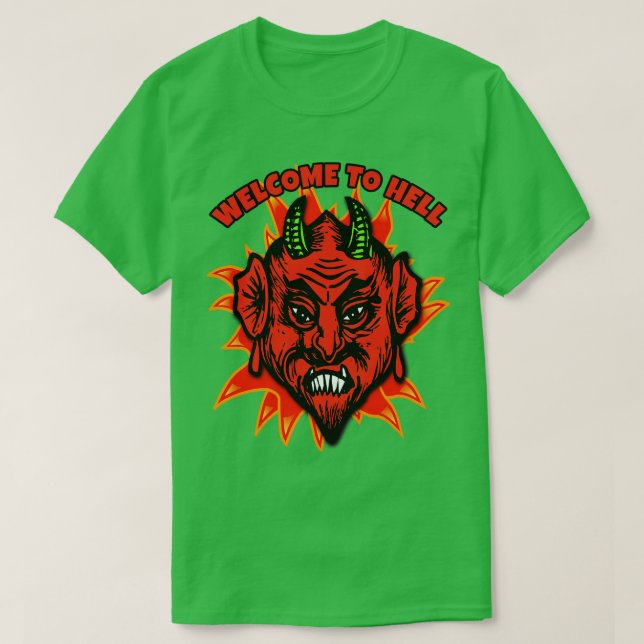 WILLKOMMEN, MIT DEVIL ZU HELFEN T-Shirt (Design vorne)