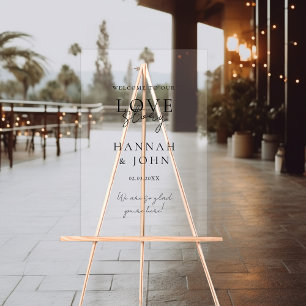 Willkommen! Modern, kalligrafisch, Hochzeit Acrylschild