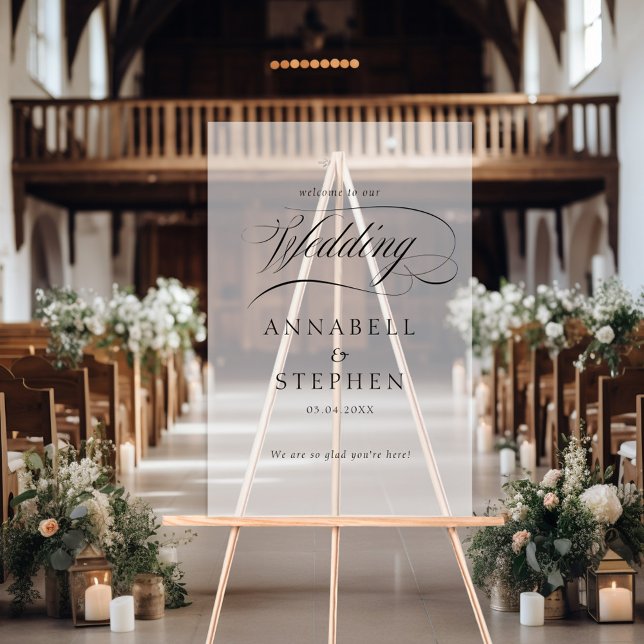 Willkommen! Modern, kalligrafisch, Hochzeit Acrylschild (Von Creator hochgeladen)