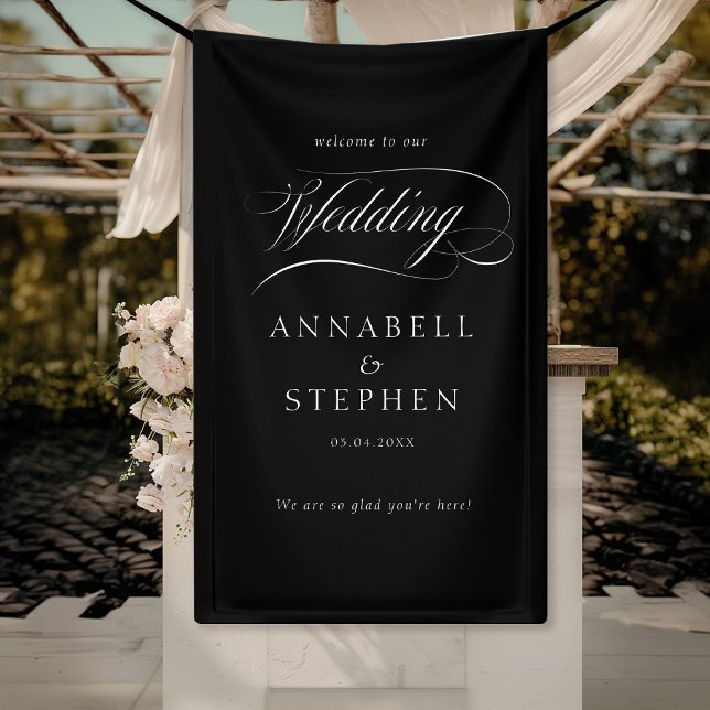 Willkommen! Modern, kalligrafisch, Hochzeit Banner (Von Creator hochgeladen)