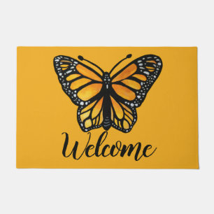 Willkommen Monarch Butterfly Aquarellmalerei Fußmatte