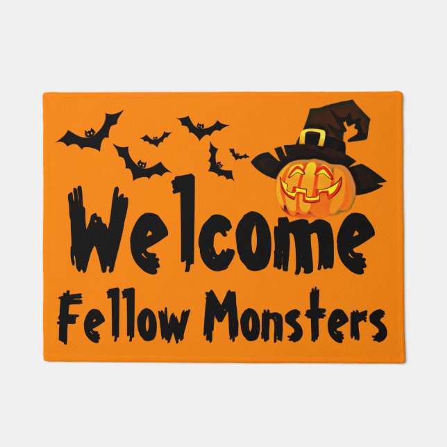 Willkommen Monsters Jack O'Lantern Fußmatte (Vorderseite)