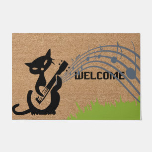 Willkommen Musiker Black Cat Mat, Einfach  Fußmatte
