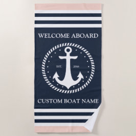 Willkommen Name des Schiffes an Bord - Personalisi Strandtuch