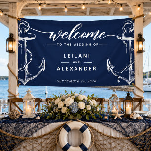 Willkommen Nautical Anker Hochzeit Banner