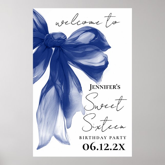 Willkommen Navy Bow Coquette Schrift Süße 16  Poster (Vorne)