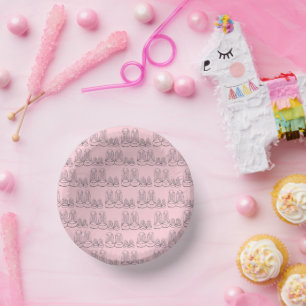 WILLKOMMEN Neue Anreise Baby Schuhe Dusche Rosa Pappteller