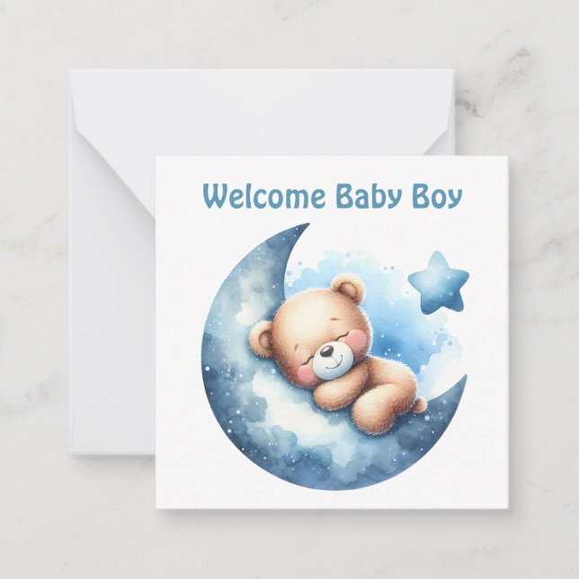 Willkommen Neue Baby Boy Card Mitteilungskarte (Vorderseite)