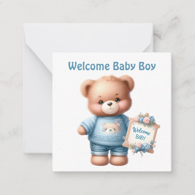 Willkommen Neue Baby Boy Card Mitteilungskarte (Vorderseite)