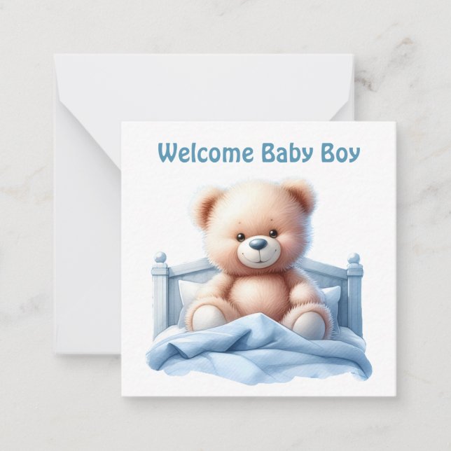 Willkommen Neue Baby Boy Card Mitteilungskarte (Vorderseite)