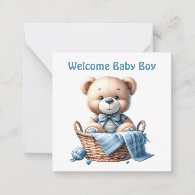 Willkommen Neue Baby Boy Card Mitteilungskarte (Vorderseite)