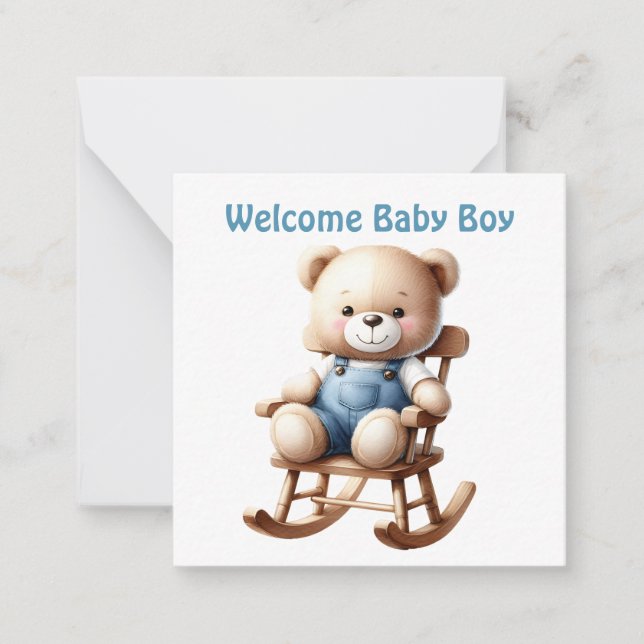 Willkommen Neue Baby Boy Card Mitteilungskarte (Vorderseite)