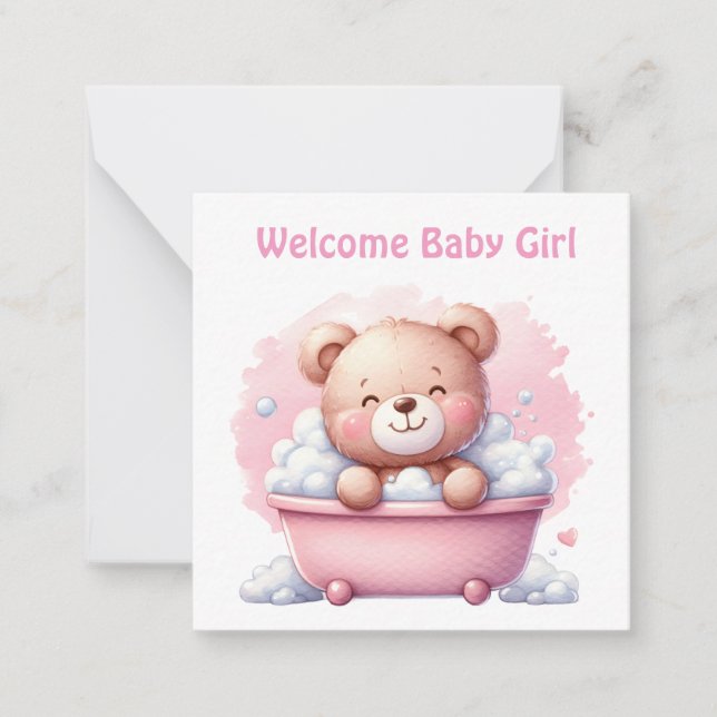 Willkommen Neue Baby Girl Card Mitteilungskarte (Vorderseite)