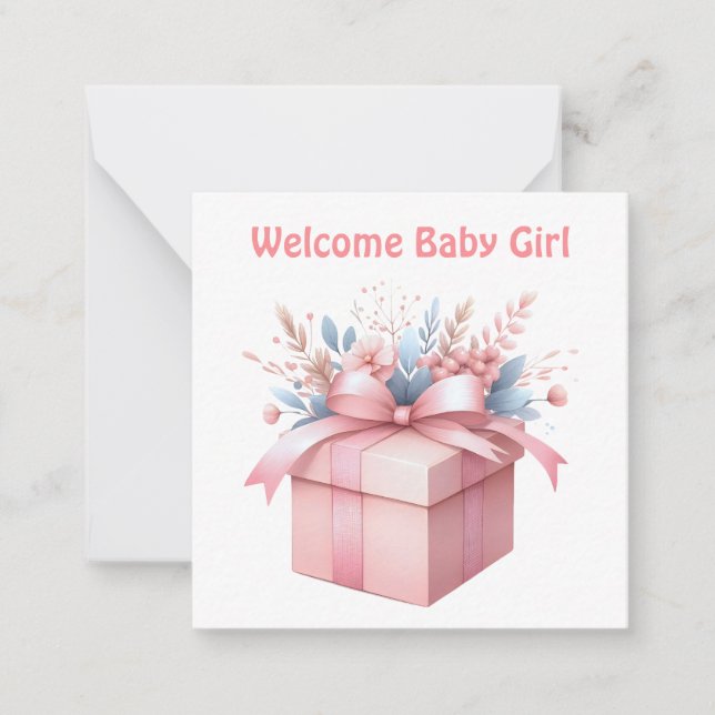 Willkommen Neue Baby Girl Card Mitteilungskarte (Vorderseite)