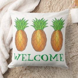 WILLKOMMEN Neue Zuhause Housewärming Ananas Hawaii Kissen
