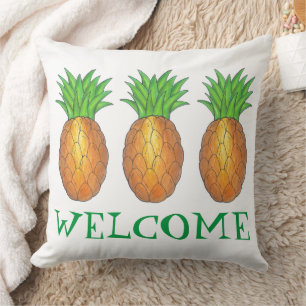 WILLKOMMEN Neue Zuhause Housewärming Ananas Hawaii Kissen