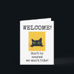 Willkommen neuer Mitarbeiter, Funny Card Karte<br><div class="desc">Willkommen neuer Mitarbeiter,  lustige Katzenkarte. Hab keine Angst,  dass wir nicht beißen.</div>
