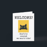 Willkommen neuer Mitarbeiter, Funny Card Karte<br><div class="desc">Willkommen neuer Mitarbeiter,  lustige Katzenkarte. Hab keine Angst,  dass wir nicht beißen.</div>