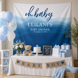 Willkommen Oh Baby Shower Blau Ombre Hintergrund Wandteppich