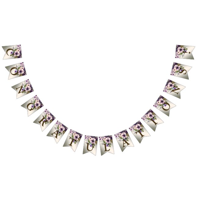 Willkommen Party Lila Rosa Blume Golden Elegant Wimpelkette (Alle)