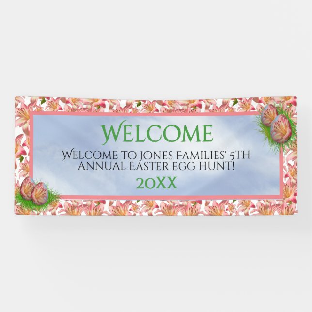 Willkommen - Pink Lilies - Ei Hunt - Ihr Text Banner (Horizontal)