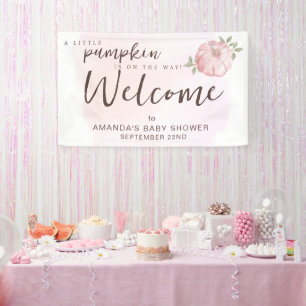 Willkommen Pink Little Pumpkin Fall Baby Dusche Banner