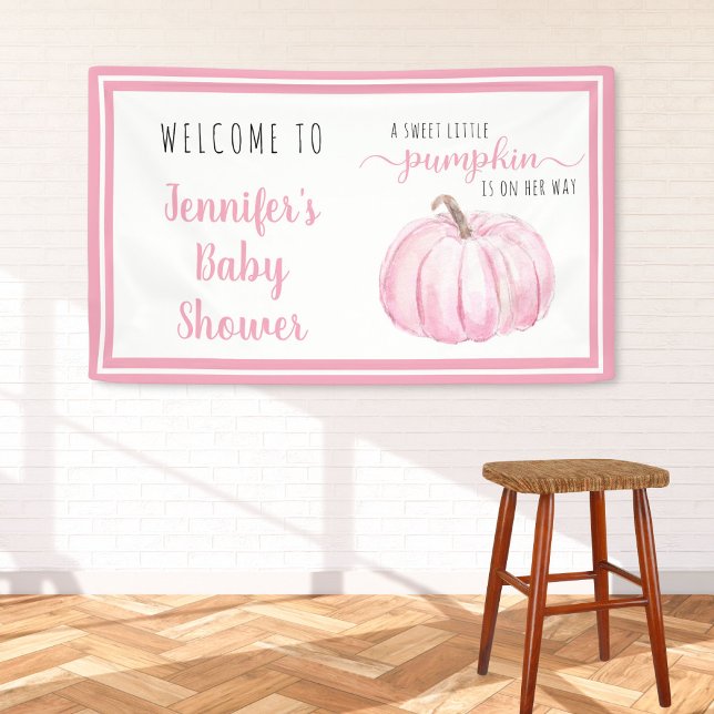 Willkommen Pink Sweet Little Pumpkin Baby Dusche Banner (Von Creator hochgeladen)