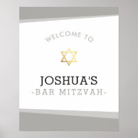 WILLKOMMEN POSTER Bar mitzvah, einfach cool grau