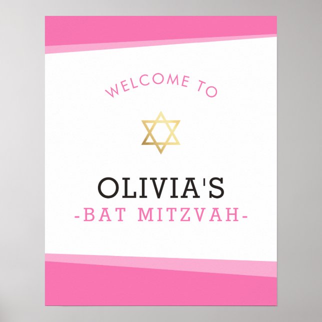 WILLKOMMEN POSTER Fledermaus mitzvah einfache Wink (Vorne)