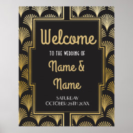 Willkommen Poster Gatsby Art Deco Gold Wedding Pos