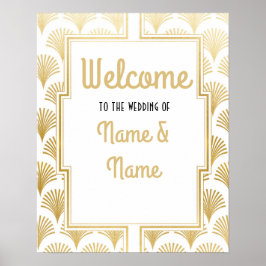 Willkommen Poster Gatsby Art Deco Gold Wedding Pos