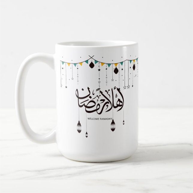 Willkommen Ramadan, Arabische Kalligraphie Kaffeetasse (Links)