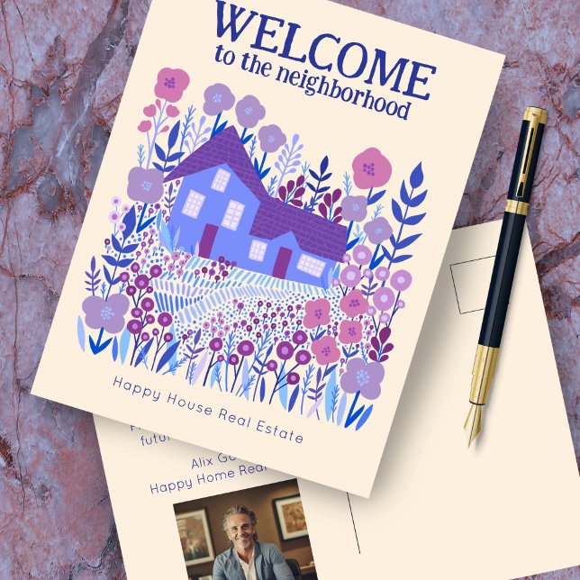 Willkommen Real Anwesen Marketing Bauernhof Blume Postkarte (Welcome Real Estate Marketing Farmhouse Flowers Postcard
Custom Photo Promo Card realtor)