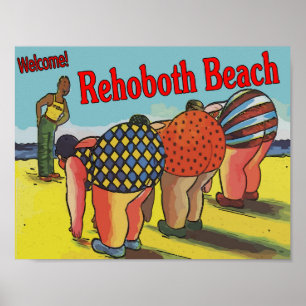 Willkommen RehoBeide Beach Cartoon Poster