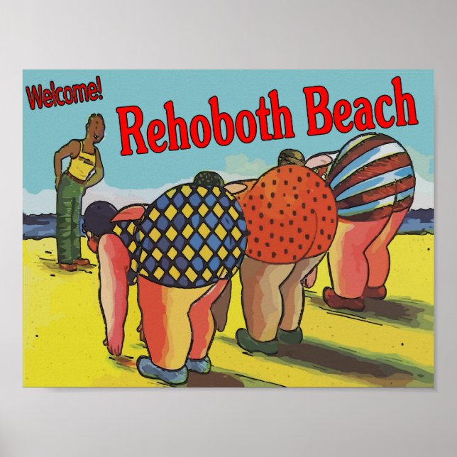 Willkommen RehoBeide Beach Cartoon Poster (Vorne)
