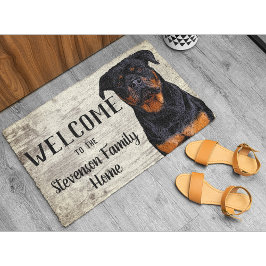 Willkommen Rottweiler Hund Tierfamilie Zuhause Fußmatte