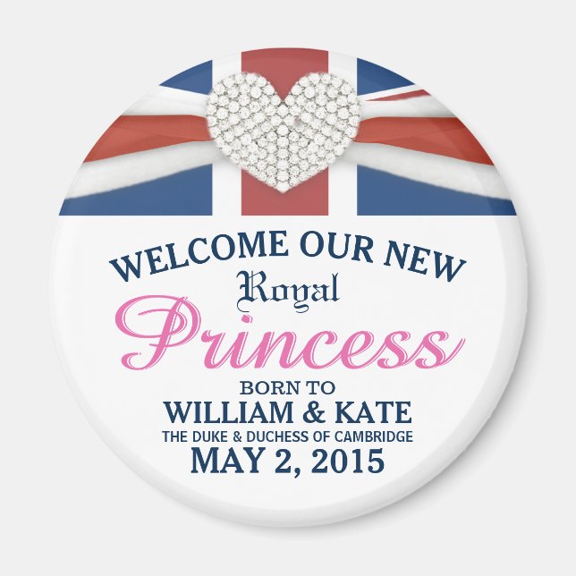 Willkommen Royal Princess - William & Kate Baby Magnet (Vorne)