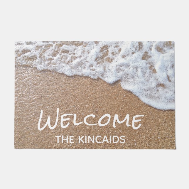 Willkommen Sandy Beach Personalisiert Doormat Fußmatte (Vorderseite)