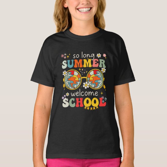 Willkommen Schule Retro Groovy zurück zur Schule T-Shirt (Vorderseite)