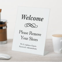 Willkommen Schwarz und Weiß Bitte Schuhe entfernen