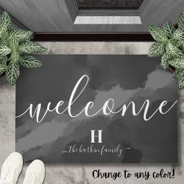 Willkommen Schwarz/Weiß Personalisierter Familienn Fußmatte