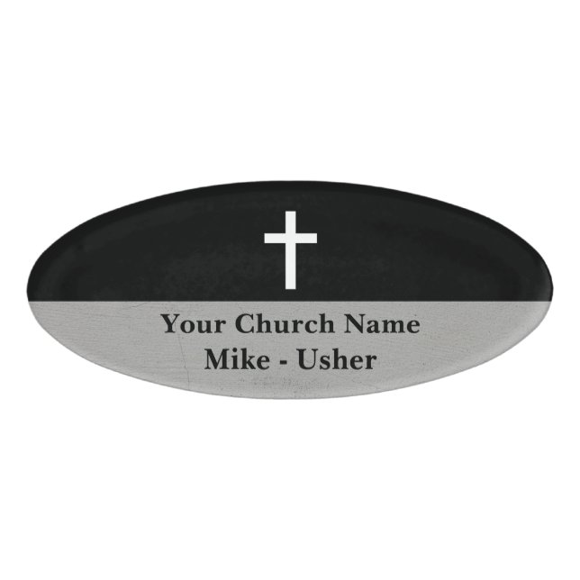 Willkommen Schwarz-weiße Christliche Kirche Usher  Namenschild (Vorderseite)