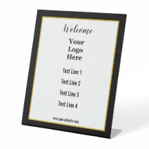 Willkommen Schwarz-weiße und goldene Logos hier