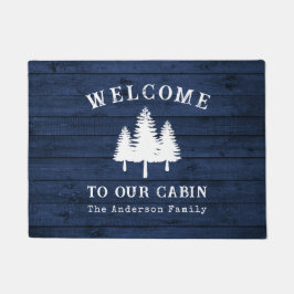 Willkommen See Haus Rustikale Bäume Blue Wood Prin Fußmatte