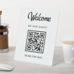 Willkommen Sei Unser Gast Scanne Den QR-Code Wifi Sockelschild
