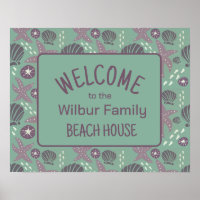 Willkommen Sign Beach House Poster