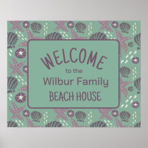 Willkommen Sign Beach House Poster