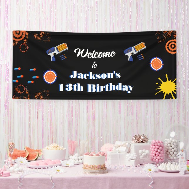Willkommen Sign Boys Dart Gun Birthday Party Liefe Banner (Party)